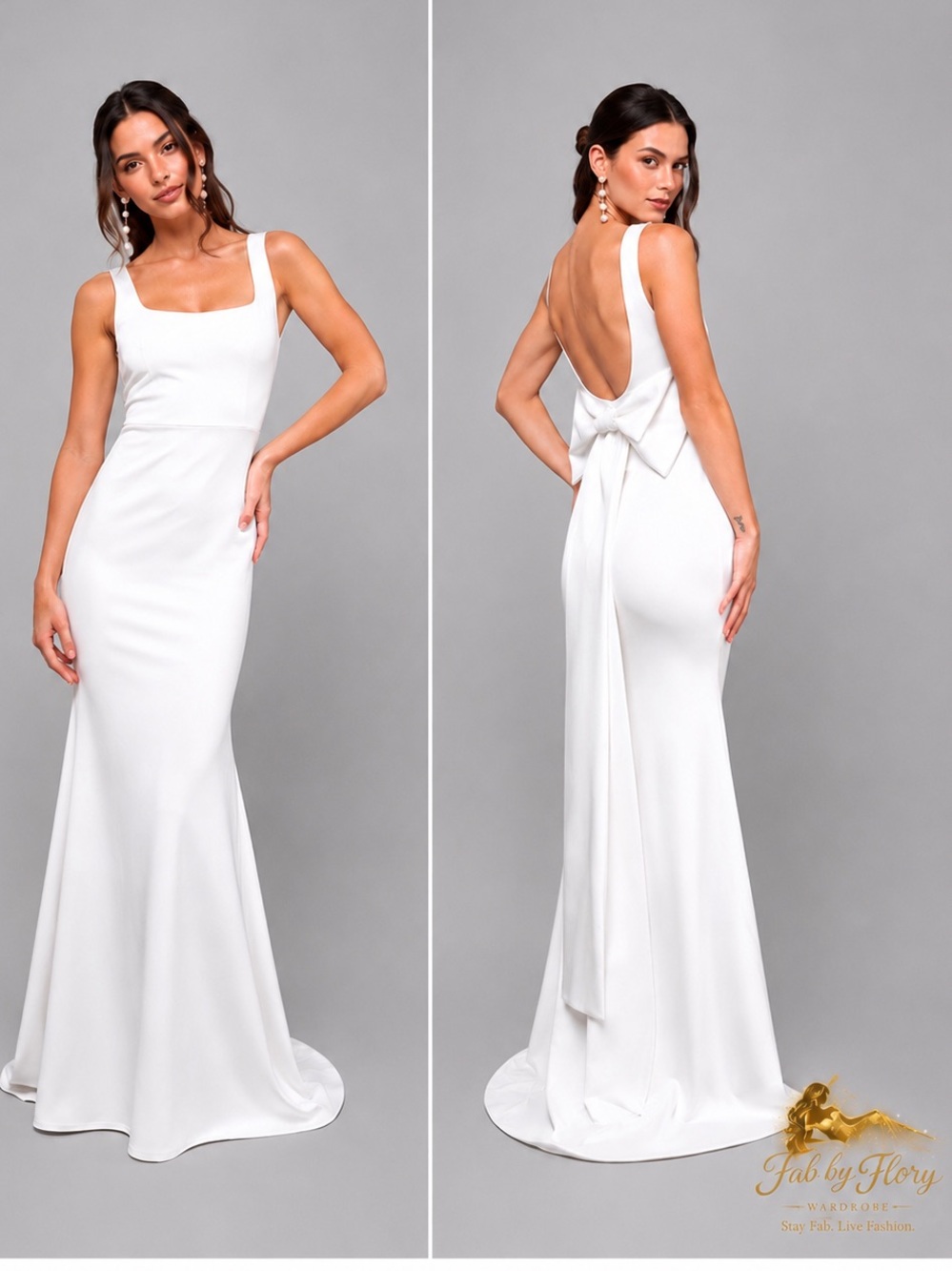 Lulus 💍 Loving Fate White Bow Square Neck Backless Maxi Dress